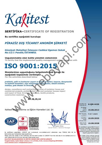 Certificat Sistemul de Management al Calitatii.